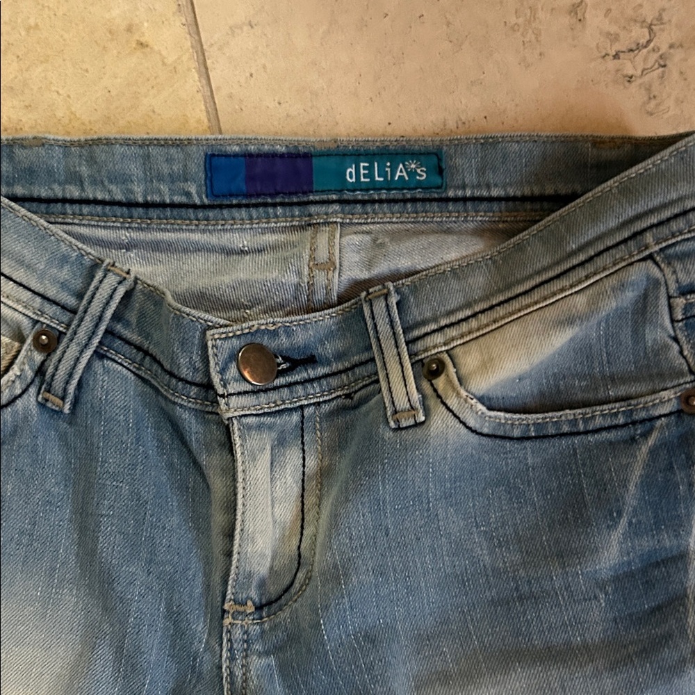dELiA*s Light Blue Flare Jeans with Floral Embroidery - Picture 4 of 5